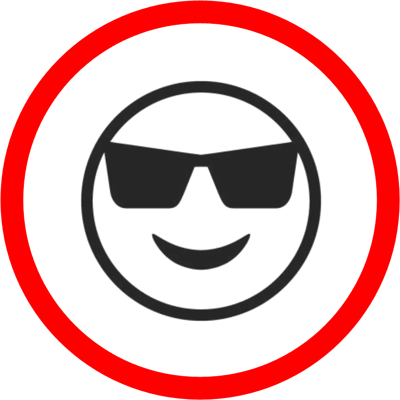 A picture of a smiley face wearing sunglasses.